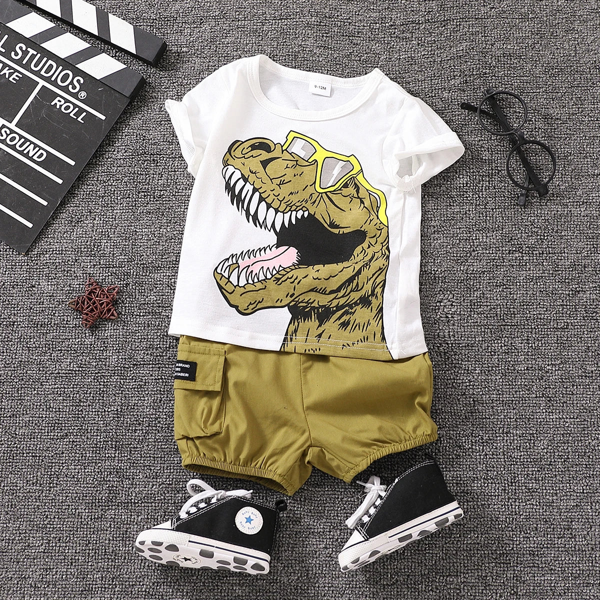 Boys Dinosaur Print 2-Piece Outfit