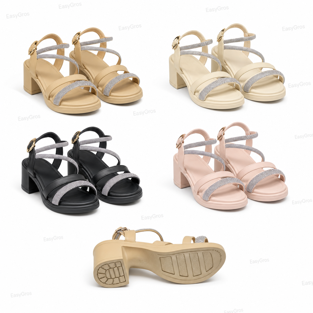 Girls Glitter Block-Heel Sandals 24pcs – 26-30 & 31-36