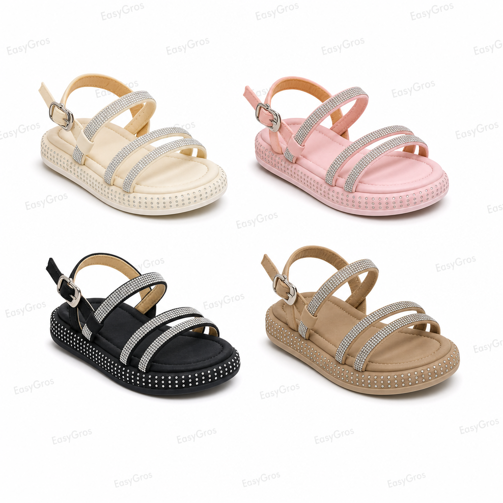 Girls Rhinestone Sandals LV-11/LV-12, 4 Colors, 24pcs/crate