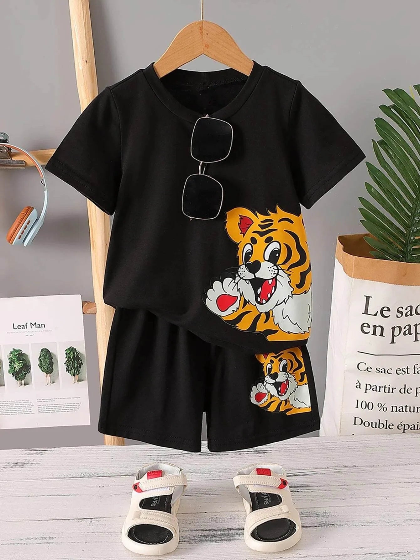 Nora Kids Tiger Tee & Shorts Set – 3 Colors, 15pcs/Crate