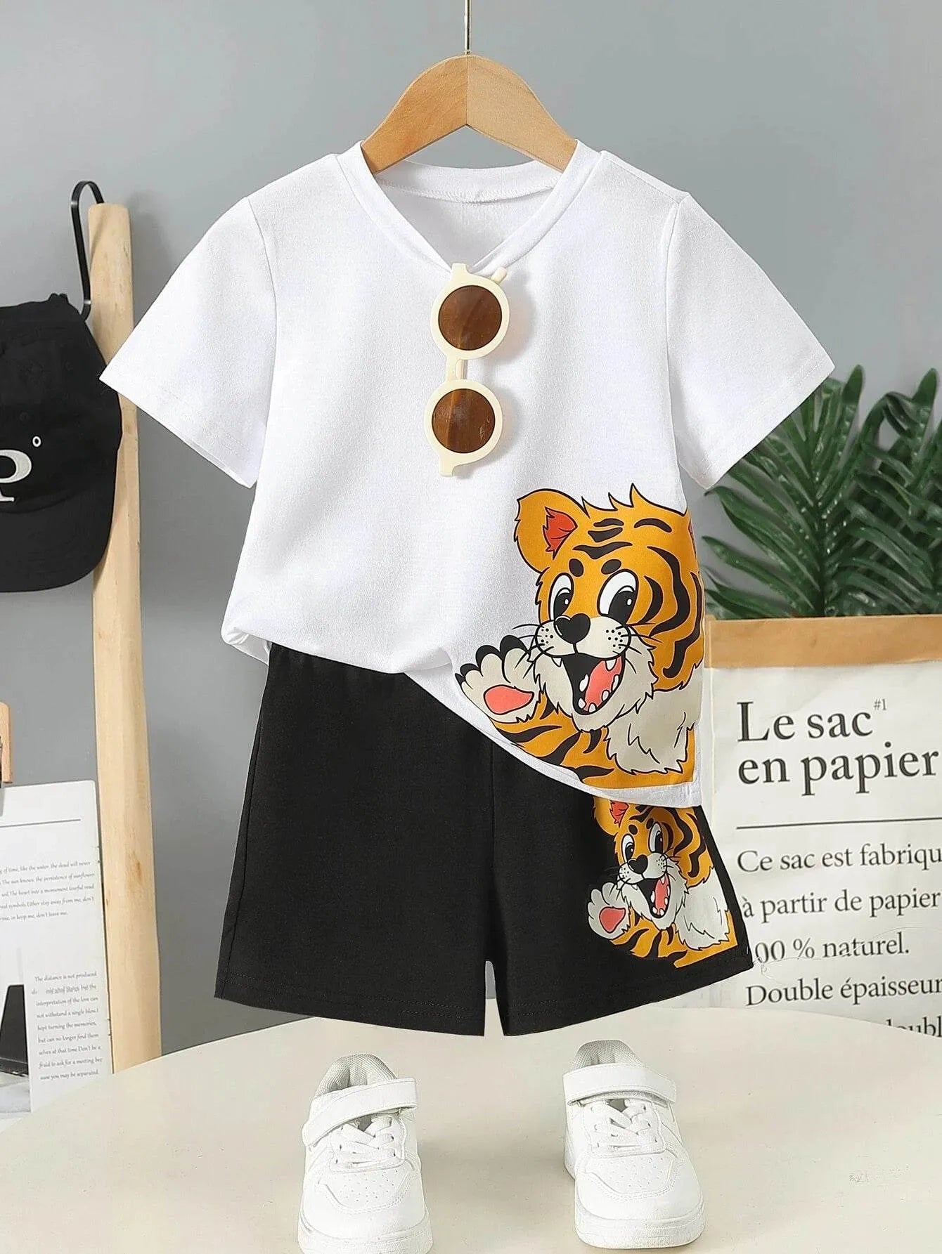 Nora Kids Tiger Tee & Shorts Set – 3 Colors, 15pcs/Crate