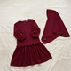 Girls' Elegant Long Sleeve Dress with Matching Hijab