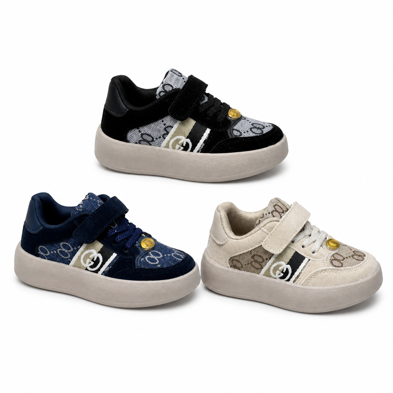 Kids Velcro Low-Top Sneakers 26-36, 3 Colors, 24pcs/Crate