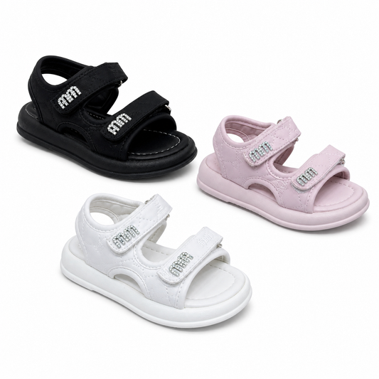 Toddler Rhinestone Sandals, 24pcs Runs (26‑36) – 3 Colors