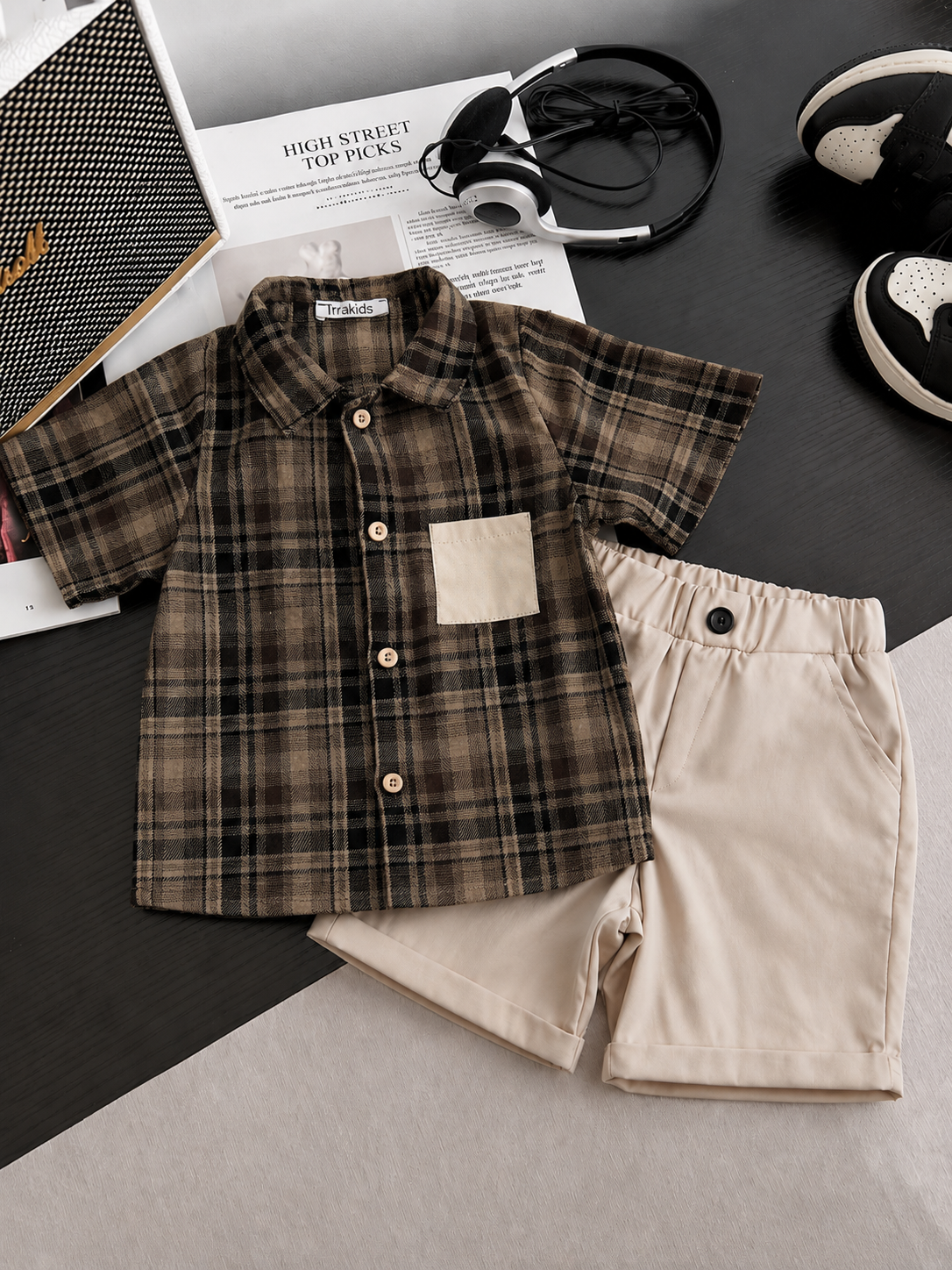 Boys' Plaid Summer Shirt & Shorts Set