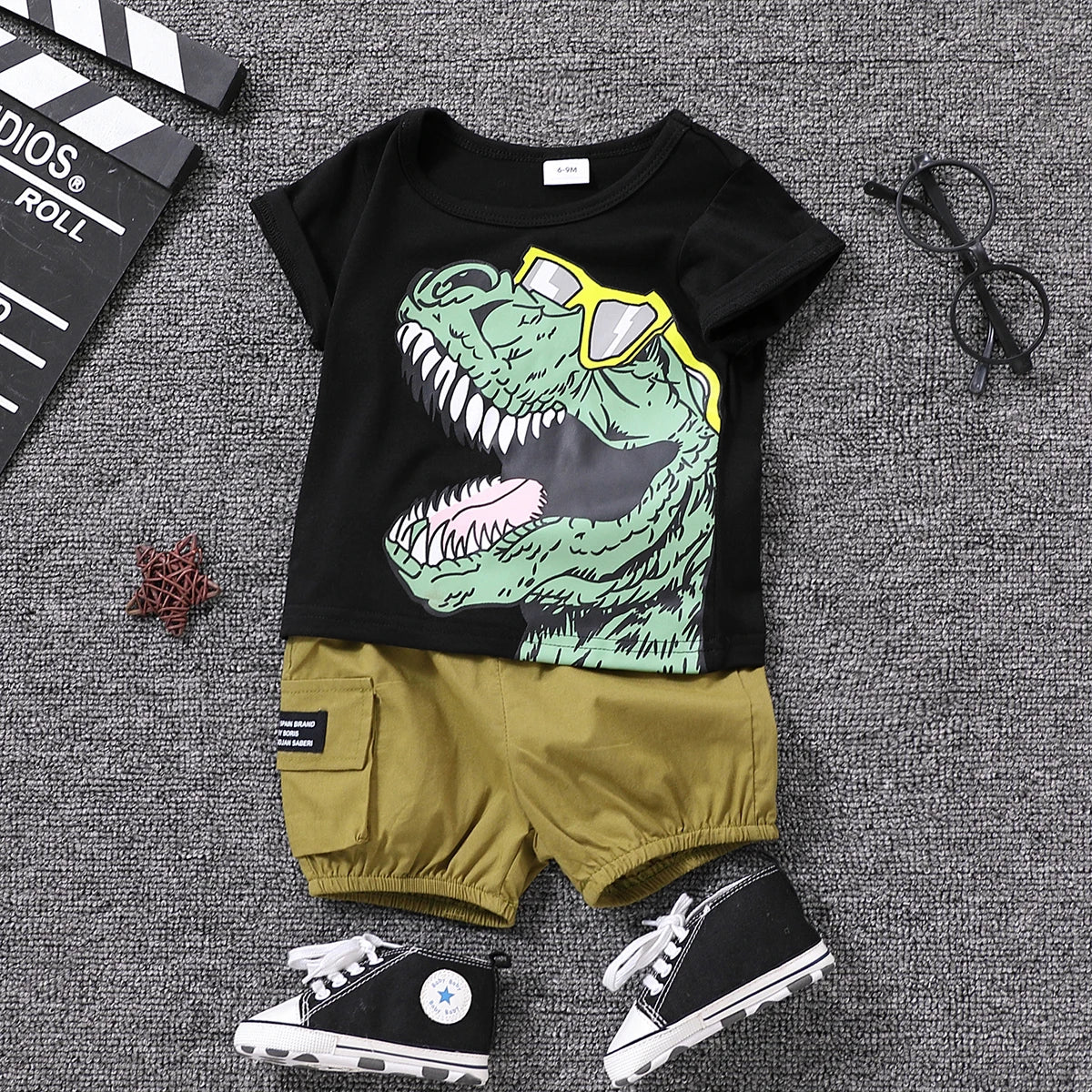 Boys Dinosaur Print 2-Piece Outfit