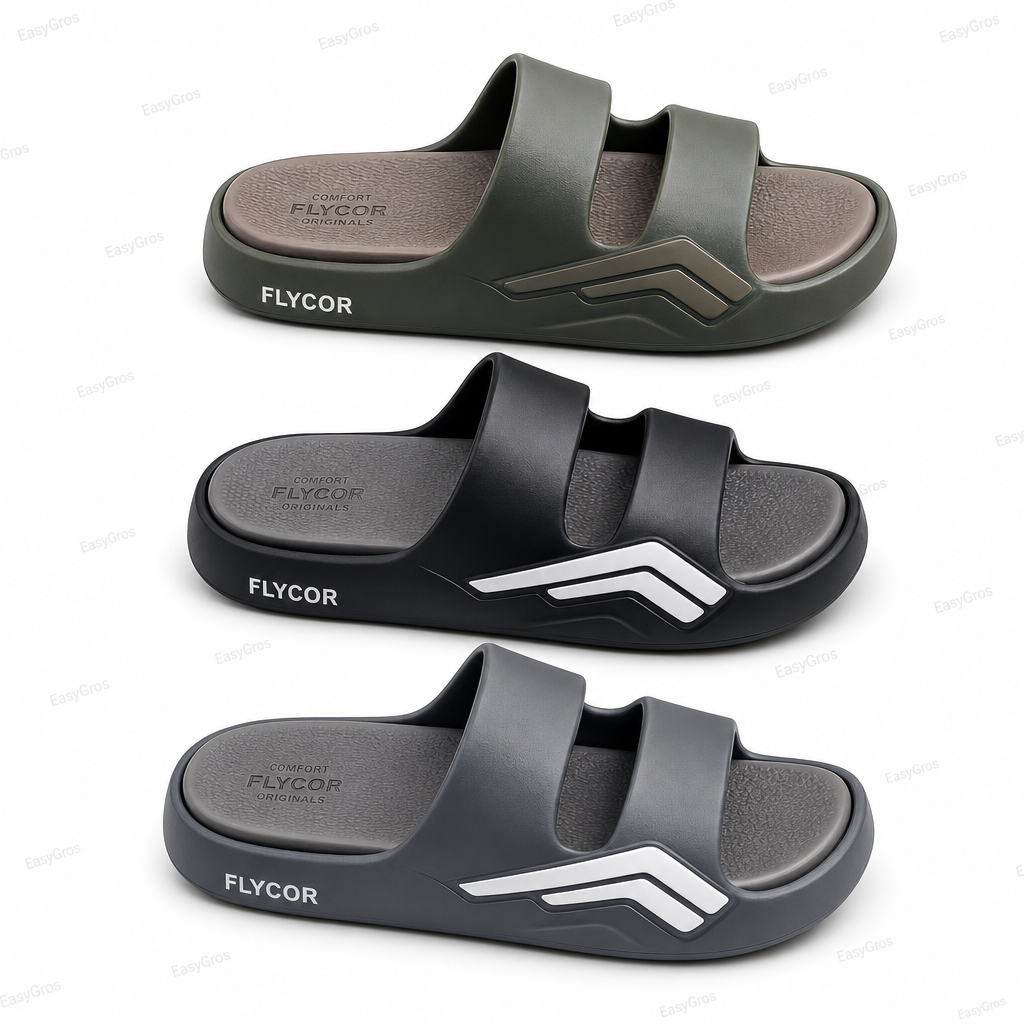 FLYCOR Comfort Two-Strap Slides 2601A (40-44, 24 pcs/crate)