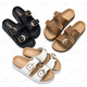 Women’s Double-Buckle Platform Sandals 36-41, 24prs, Black/White/Tan