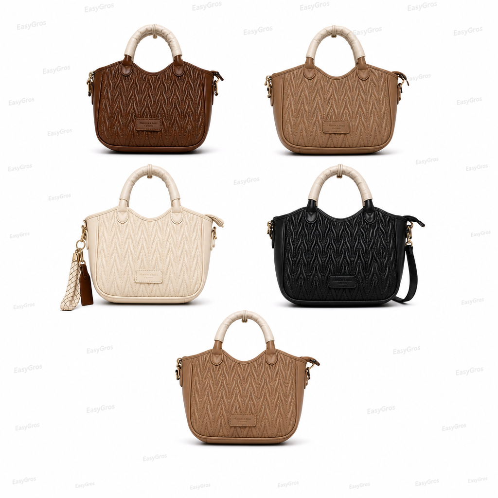Chevron Quilted Top-Handle Handbag, 5 Colors (30pcs/crate)