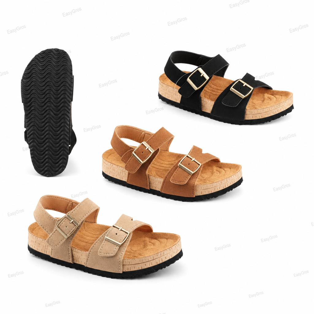 Kids Double-Buckle Platform Sandals 21-36 | 24pcs/crate