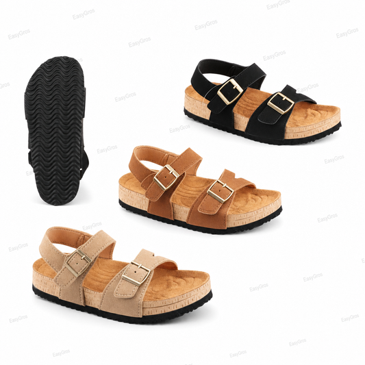 Kids Double-Buckle Platform Sandals 21-36 | 24pcs/crate