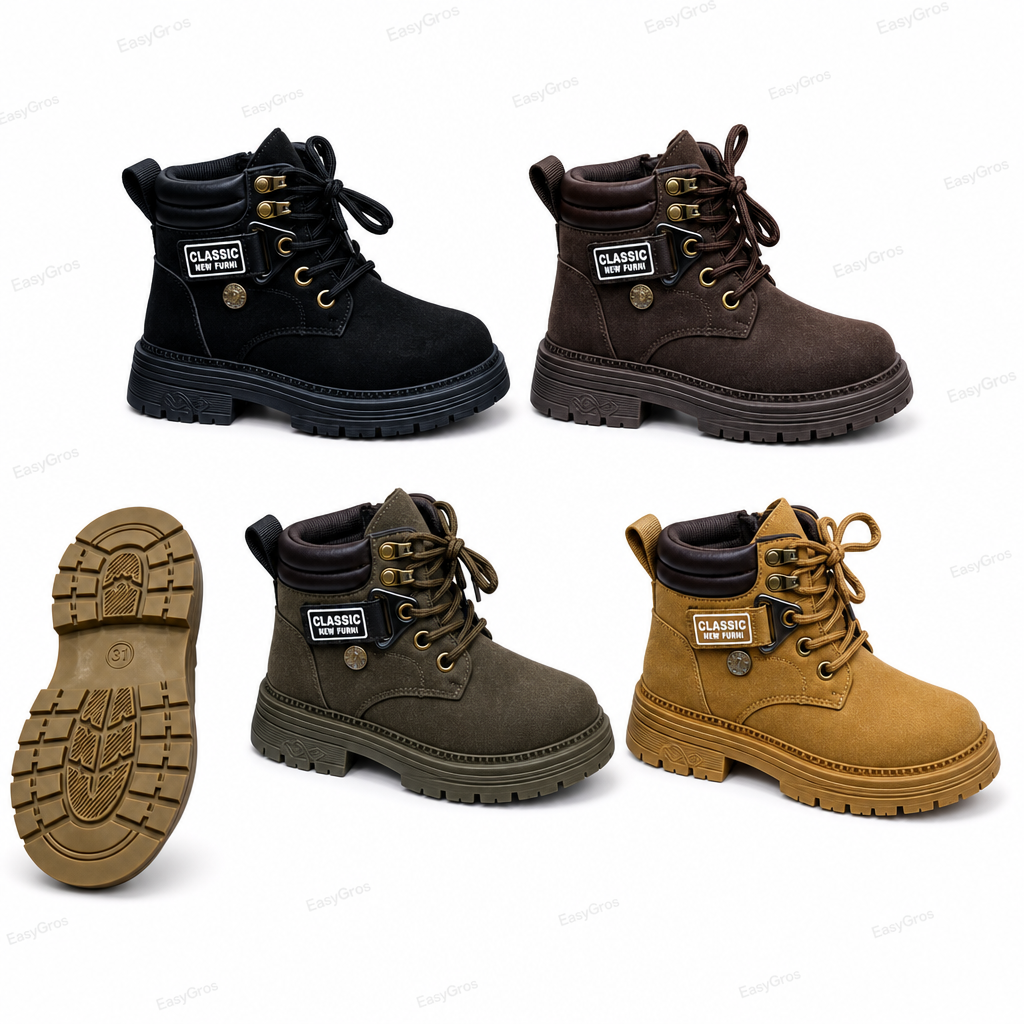 Kids Winter Boots 21-36 | 24pcs/crate x5 | Black/Dark Brown/Olive/Tan