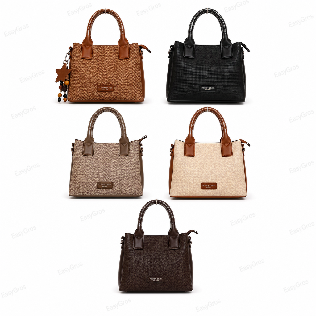 Textured Top-Handle Handbag, 5 Colors, One Size, 30pcs/Crate