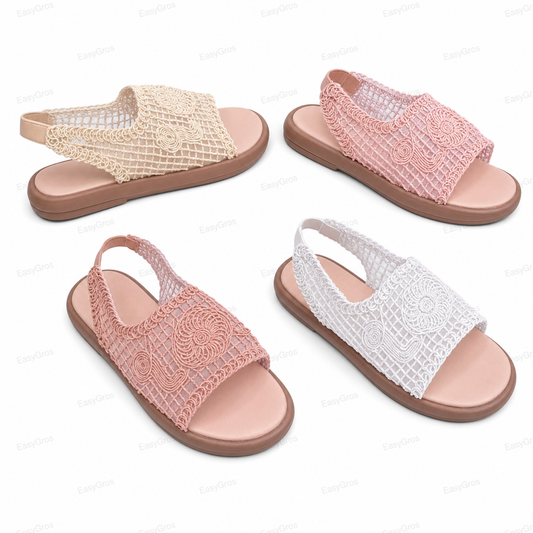Girls Crochet Slingback Sandals – 24prs/Crate, 26-38/31-36