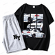Nora Kids Car Tee & Light Grey Shorts Set (Black/Grey)