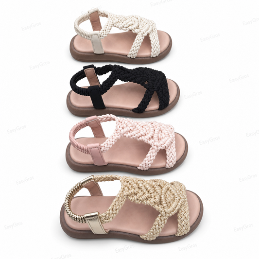 MK7031 Kids Braided Rope Sandals – 24prs/box, 26-36