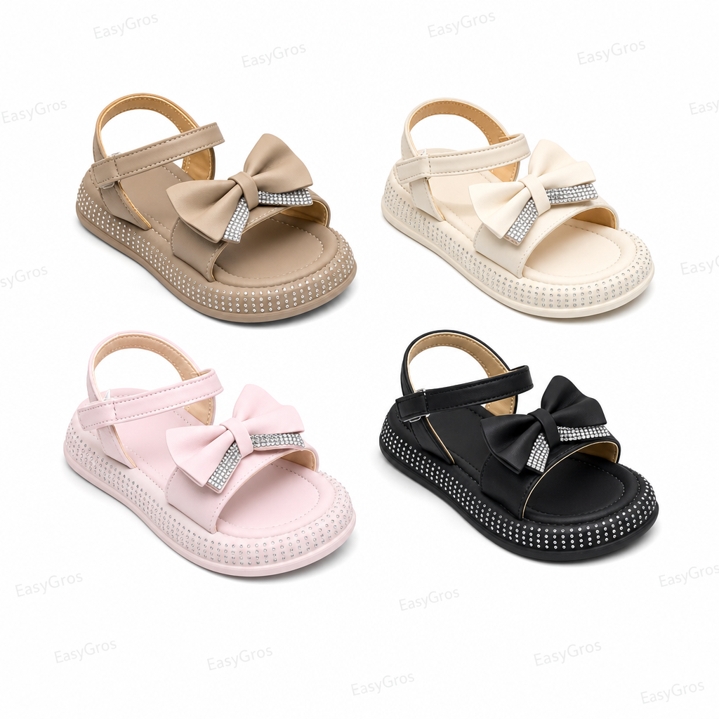 Girls Rhinestone Bow Sandals LV-15/LV-16 (26-36, 24 pcs/crate)
