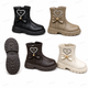 Wholesale Girls Rhinestone Bow Ankle Boots - Black/Taupe/Brown/Ivory
