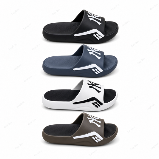 Nora Cushioned Logo Slides 40-44, 24pcs/Crate (Blk/Gray/Wht/Taupe)